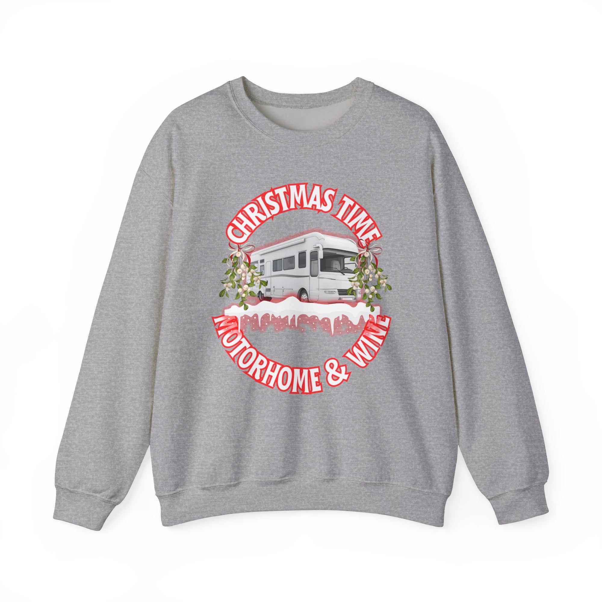 Christmas Time, Motorhome and Wine Christmas Unisex Heavy Blend™ Crewneck Sweatshirt