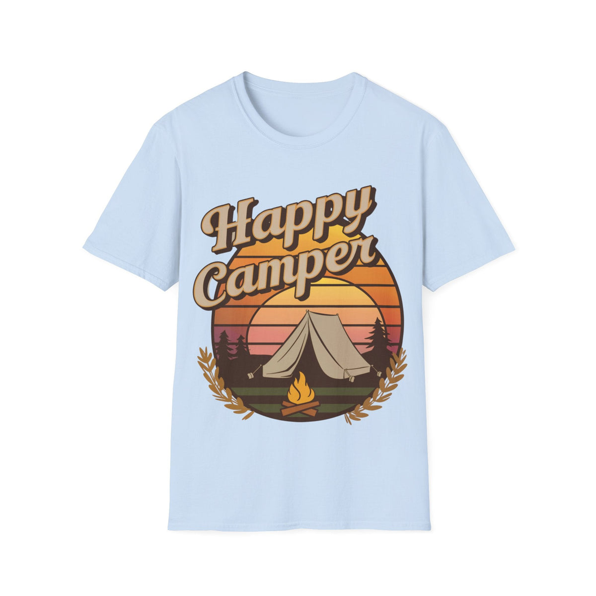 Cheerful Camping Sunset Scene Graphic T-Shirt - RVTees